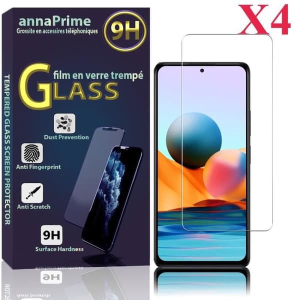 Skyddsglas - VCOMP - Paket med 4 - Härdat Glas - För Xiaomi Redmi Note 10/10S - 6.43" VIT