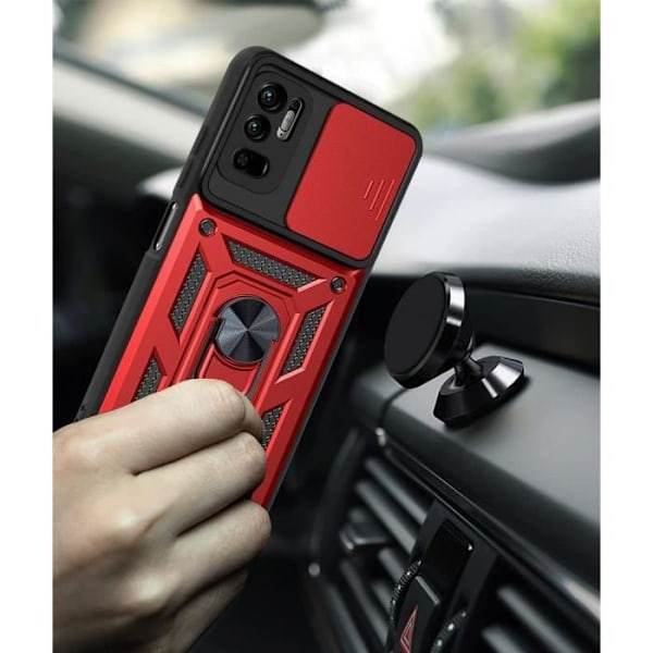 2-pack härdat glas + fodral för Redmi Note 10 5G (6,5 tum) Red Army Style hård anti-skrapa styv ryggring Röd