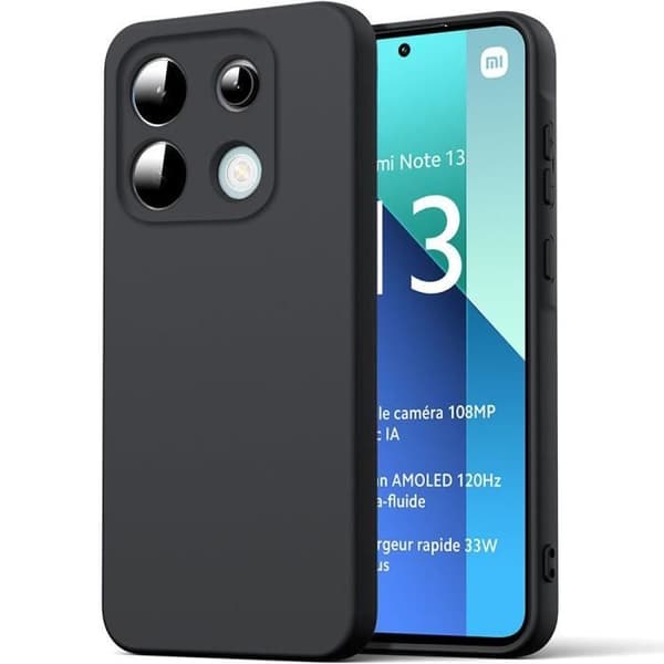 Coque Silicone - E.F.CONNECTION - För Xiaomi Redmi Note 13 4G - Ultra Slim - Antiskid - Stötsäkerhet Svart