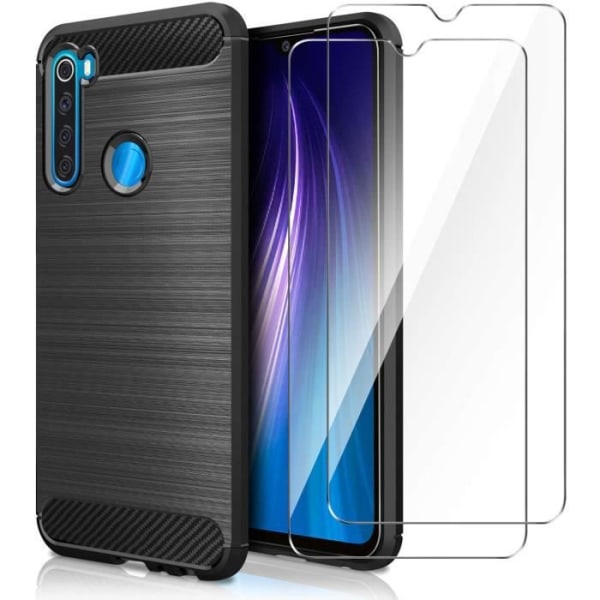 Xiaomi Redmi Note 8 etui & hærdet glas skærmbeskytter, Redmi Note 8 etui Silikone TPU bumper cover cover + beskyttelsesfilm til