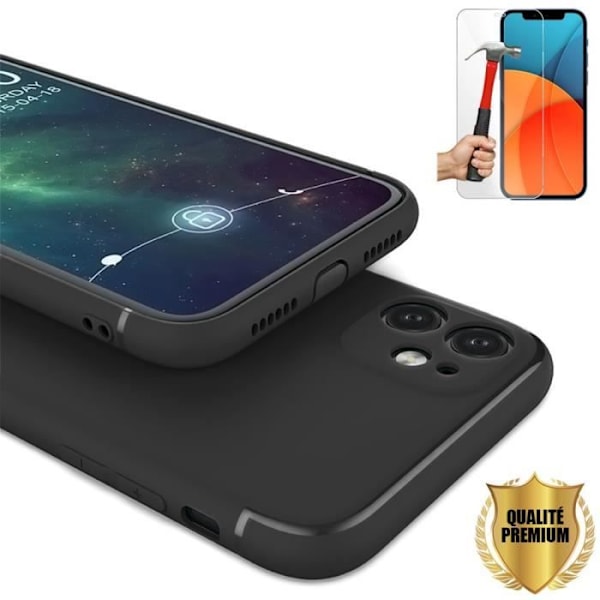 Flexibelt skal - E.F.CONNECTION - iPhone 13 Pro (6,1") - Svart - Härdat glas - Matta kanter Svart