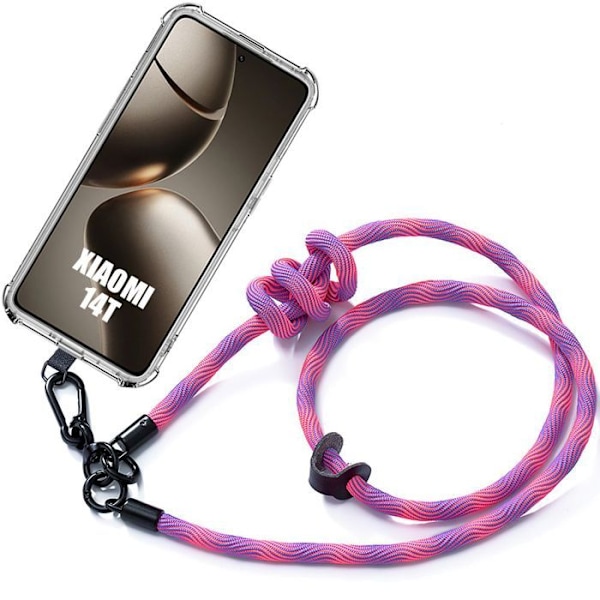 Coque för Xiaomi 14T - Skydd med Robust Lila Snodd - E.F.Connection Transparent