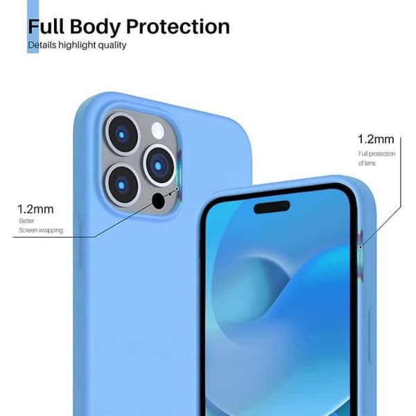 Silicone Skal - EF CONNECTION - för iPhone 14 Pro - Stötsäker - 2 Härdat Glas - Ren Design Blå