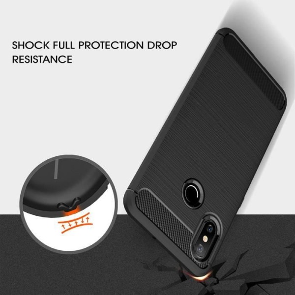 Carbon Fiber Resilient TPU Shockproof Protective Armor Case til Xiaomi Mi 8 6.21" - Sort Svart