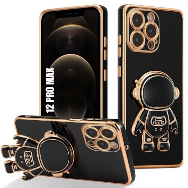 Skyddande skal - TPU - iPhone 12 Pro Max - Mjukt - Astronautmönster - Svart Svart