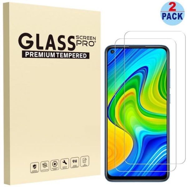 [2 delar] För Xiaomi Redmi Note 9 (6,53 tum) skärmskyddsskydd härdat glasfilm