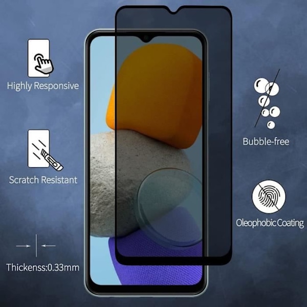 [3 stycken] Anti-spion härdat glas för Xiaomi Redmi 9C stötsäkert skydd Svart