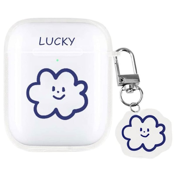 Coque för AirPods 1/2, Stötresistent Scratchproof Hård Transparent Molnmönster med Nyckelring Transparent