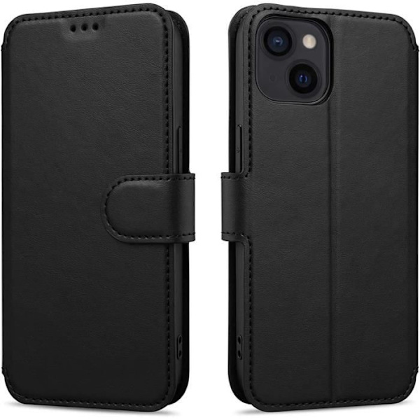 Plånboksfodral - MÄRKE - iPhone 14 - Svart - Stötabsorberande - Mjuk - Magnetisk stängning Svart