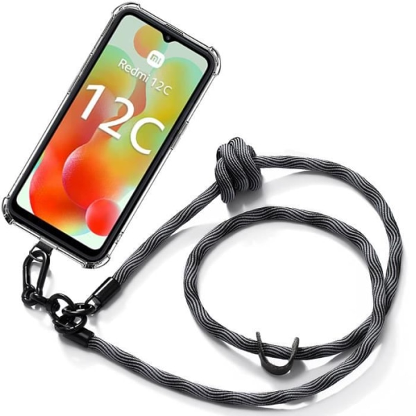 Ledningsetui til Xiaomi Redmi 12C stødsikker beskyttelse Forstærkede hjørner med robust ledning grå
