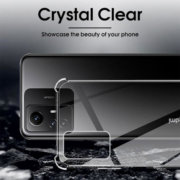 Beskyttelsescase - E.F.CONNECTION - Xiaomi Redmi Note 12S - Fleksibel - Transparent - 4 forstærkede hjørner Transparent