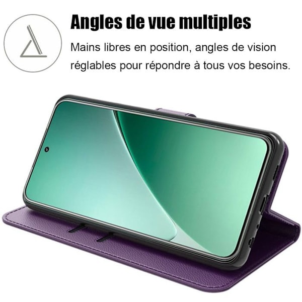 Coque til Xiaomi 15 Pro, Anti-Ridser Kortholder 360 Graders Beskyttelse Mørk Læder Effekt Mörklila