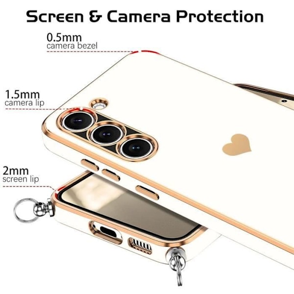 Coque - Xiaomi - Redmi Note 13 5G - Stødabsorberende TPU - HjerteMønster - Justerbar Snor 1,5m Vit