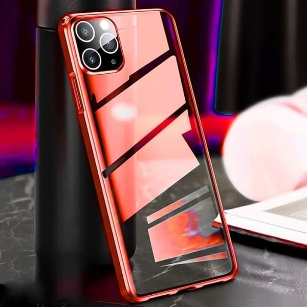 Fodral för iPhone 13 Pro Max (6,68") Fullt skydd 360 graders anti-chock magnetiskt inbyggt härdat glas rött