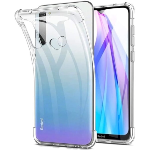 Etui til Redmi Note 8T (6,3") Silikoneforstærket beskyttelse 4 hjørner Anti-Shock Transparent
