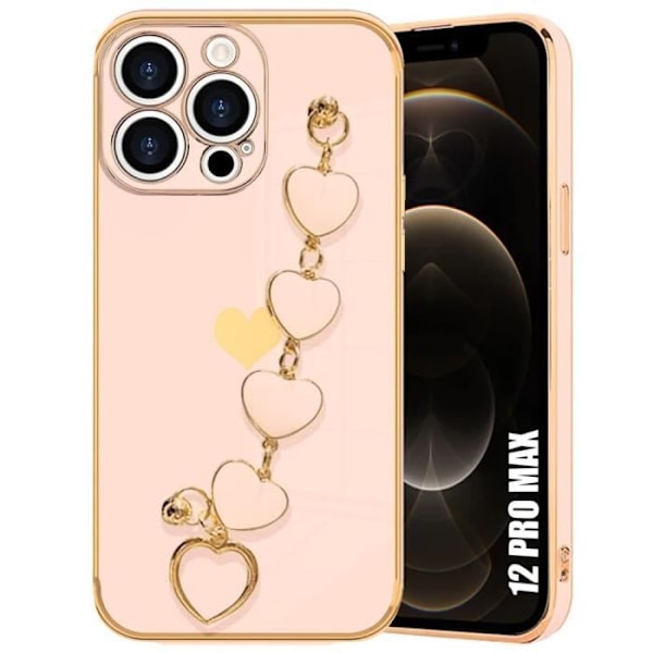 Coque - Mixte - iPhone 12 Pro Max - TPU-skydd - Stöttålig - Mjuk - Hjärtmönster Rosa