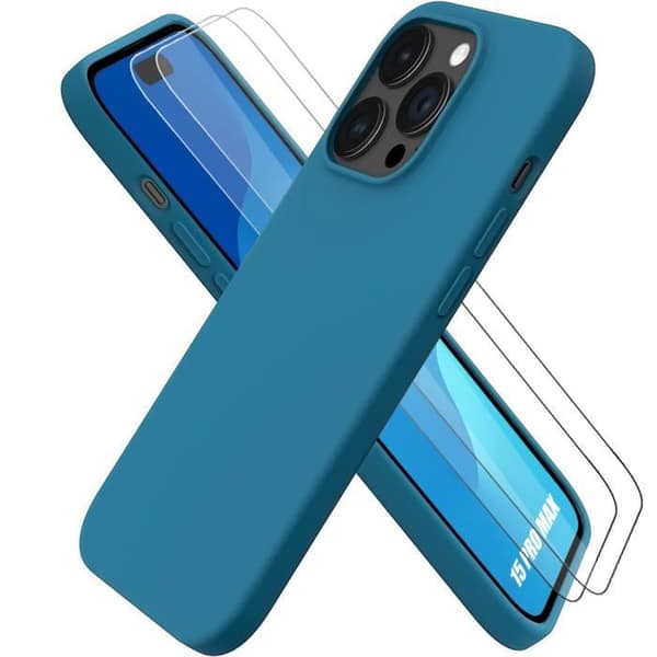 Telefonfodral - Silikon - för iPhone 15 Pro Max - Stötsäker - Ultra Slim - Blå Blå