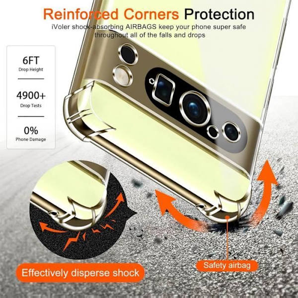 Coque - Google - Pixel 8 Pro - Transparent Skydd - Mörkblå Snodd - Flexibel marinblå