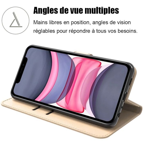Coque för iPhone 11 - Skydd med Korthållare i Syntetiskt Läder Stötsäkert Repåterhållet Guld gyllene