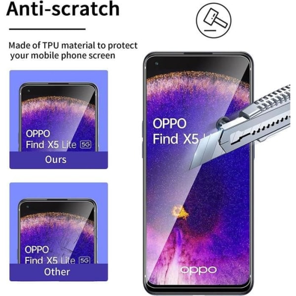 Härdat glas för OPPO Find X5 Lite - Enkel installation Anti-scratch Pack om 4 Transparent