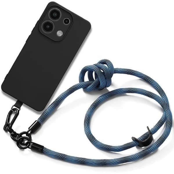 Coque - E.F.CONNECTION - För Xiaomi Redmi Note 13 4G - Stötabsorberande skydd - Avtagbart snöre - Blå silikon Blå