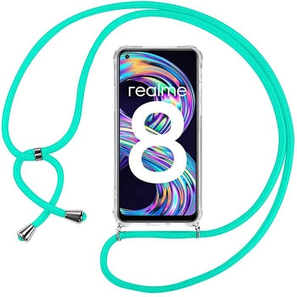 Skyddande skal - E.F.CONNECTION - för realme 8 - Mjukt - Silikon - Transparent-Turkos Transparent-turkos
