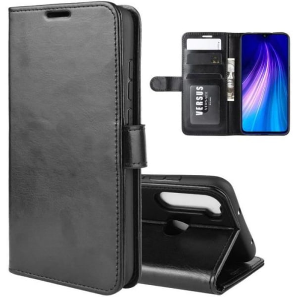 Etui - Xiaomi - Redmi Note 8 - Stødsikker - PU-læder - Blødt - Sort Svart