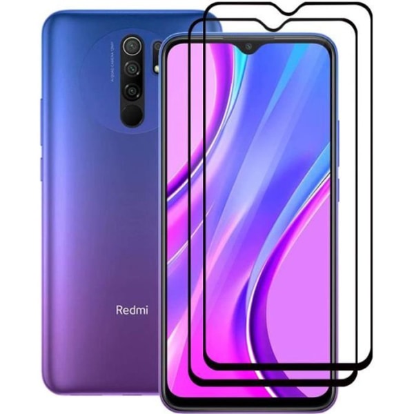 [2 styk] Xiaomi Redmi 9 6,53" hærdet glas, [fuld dækning] resistent hærdet glas skærmbeskyttelsesfilm 9H hårdhed - sort