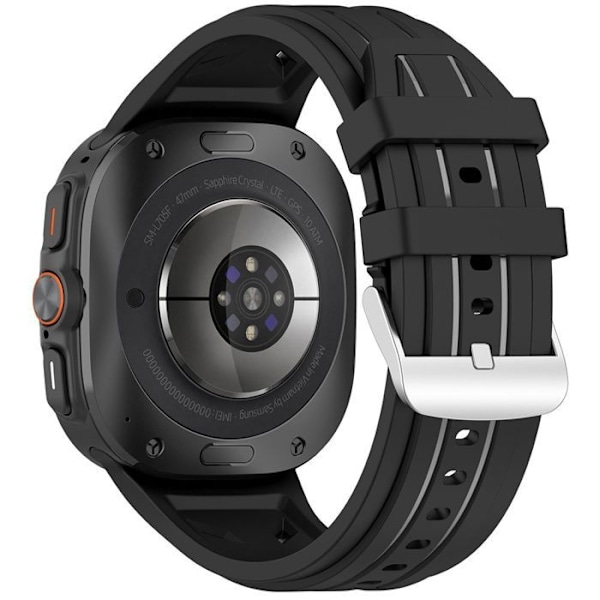 Armband för Samsung Galaxy Watch Ultra 47mm, Klassisk Spänne Justerbar Längd Mjuk Silikon Svart Svart