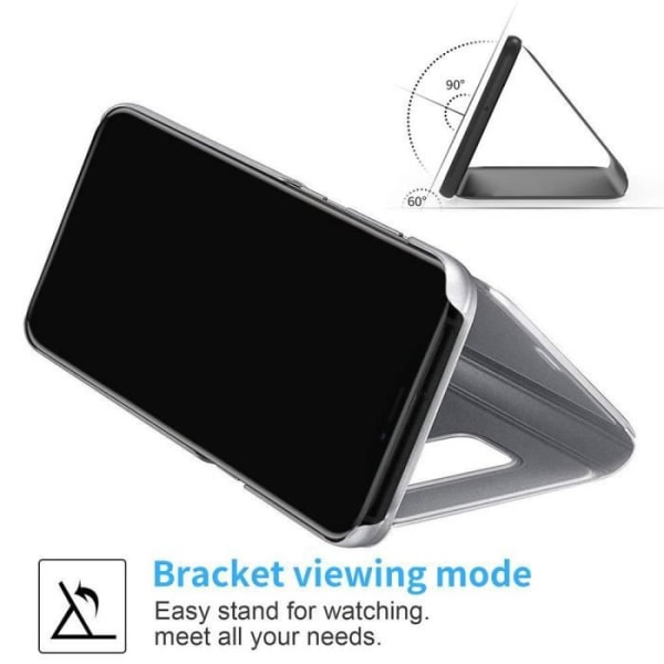 Fodral Huawei P30 Pro Clear View Flip Fodral Shockproof Cover Spegel Flip Fodral Smart Stand Fodral Fodral för HuaWei P30 Pro silver