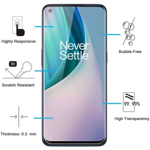 Lot -3 hærdet glas til One Plus Nord N10 5G (6,49") Anti-Trace hærdet glasfilm Transparent