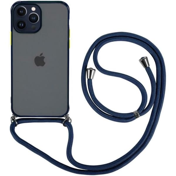 Coque - E.F.CONNECTION - för iPhone 14 Pro - Semi-rigid - Universalt snöre - Matt effekt marinblå