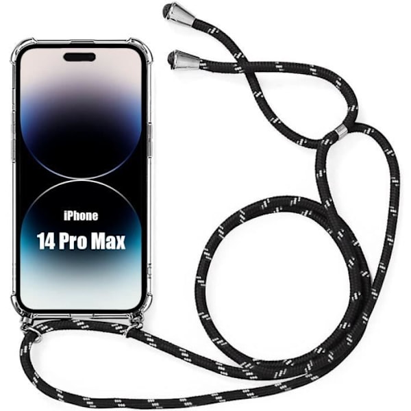 Etui til iPhone 14 Pro Max Forstærket hjørne Blødt Anti-ridse Fin Transparent Inkluderer sort ledning Transparent
