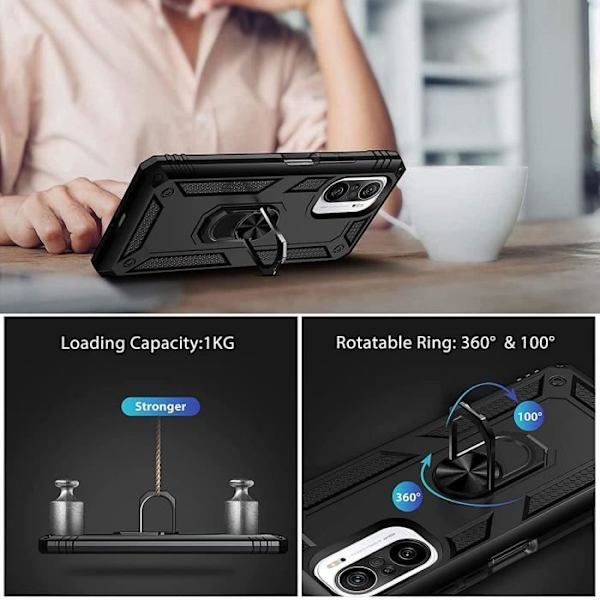 Fodral till Xiaomi 11i (6,67") ringstativ skydd tjock kant förstärkt silikon Anti-Shock svart Svart