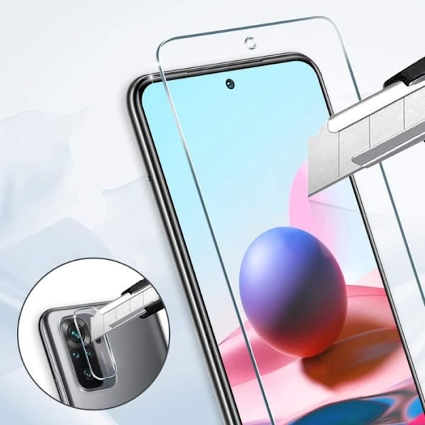 För Xiaomi Redmi Note 10/Note 10s 6,43" Stötsäker härdat glas skyddsfilm + bakkamera härdat glasskydd