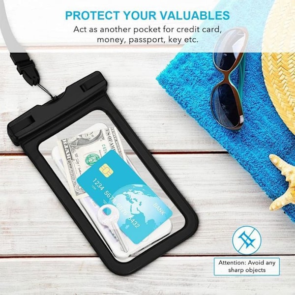 Vandtæt Case til Redmi Note 14/Note 14 Pro/Note 14 Pro Plus/Note 13/Note 12/Note 11/11S/Note 10 - Følsom Berøring - Sort Svart