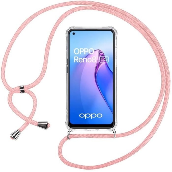 Fodral till OPPO Reno 8 5G Förstärkt Stötsäkert TPU-skydd + Strap Pink