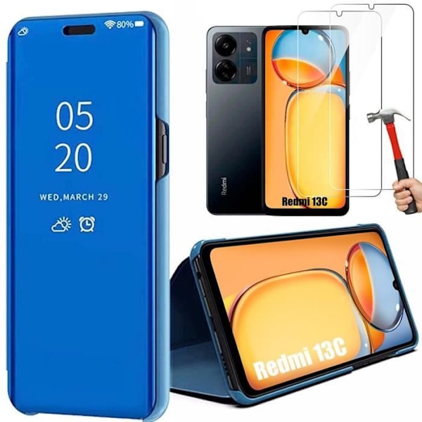 Coque + 2 Dörrar med Tvätt - Xiaomi - Redmi 13C - Stabilt Skydd - Blå Färg - Elegant Blå, klar