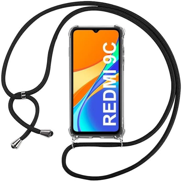 Skyddsfodral för Xiaomi Redmi 9C - E.F.CONNECTION - Mjuk - Anti-Shock - Svart Transparent-svart