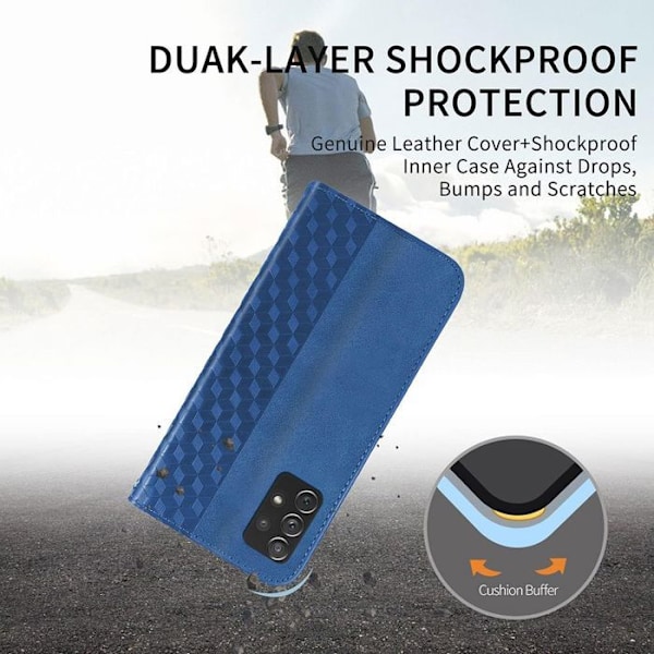 Coque + 2 Härdat Glas för Xiaomi Redmi Note 14 Pro Plus 5G/Note 14 Pro+ 5G, Marint Läder Effekt marinblå