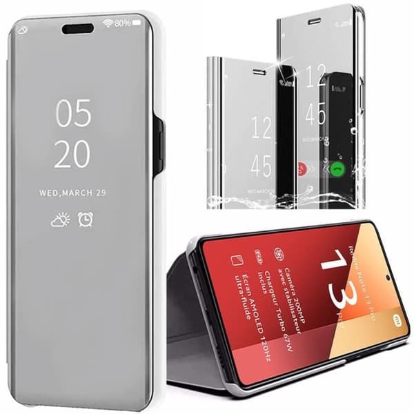 Coque Etui - E.F.CONNECTION - För Xiaomi Redmi Note 13 Pro 4G - Silver - Stötsäker - Hållare för handsfree Silver