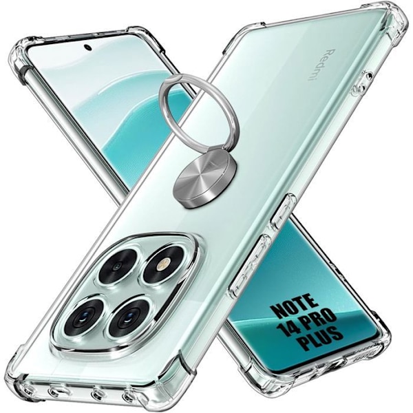 Skyddsskal - Xiaomi - Redmi Note 14 Pro+ 5G - Mjuk Silikon - Stötresistent - Rotationsring Transparent