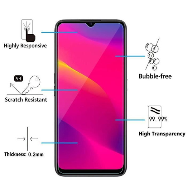 Til Oppo A9 (2020)- Oppo A11X 6,5": Parti - Pakke med 3 skærmbeskytterfilm af hærdet glas