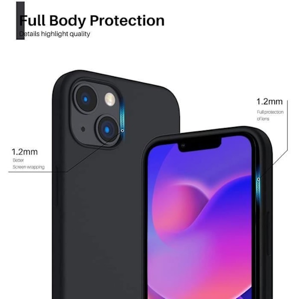 Skyddsskal för iPhone 14 Plus - E.F.CONNECTION - TPU Stötabsorbent Halvglidande - Svart Svart