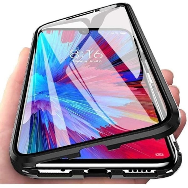 Beskyttelsesetui til Redmi 9 - E.F.CONNECTION - Magnetisk hærdet glas - Sort Svart