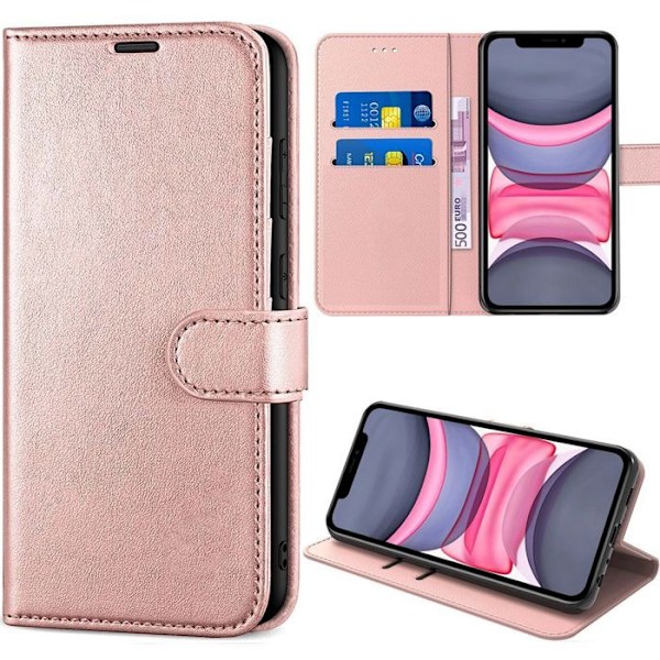 Silikone cover til iPhone 11, Stødabsorberende og ridsefrit kunstlæder - Rosa Rosa