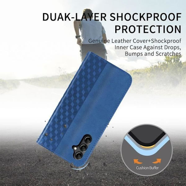 Coque - Xiaomi - Redmi Note 13 4G - Syntetiskt läder - Mosaik - Flera positioner stöd marinblå