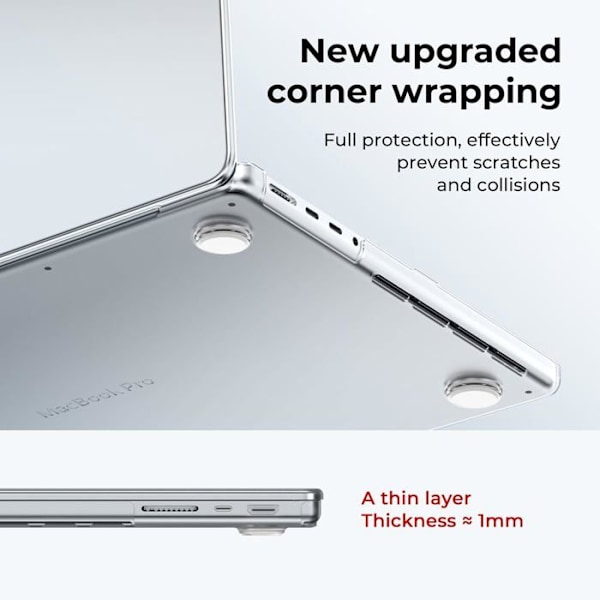 Hårdt cover - MacBook Pro - 14 tommer - Kompatibel med M1/M2/M3/M4 - Fuld beskyttelse - Klar krystal Färg: Klar Kristall