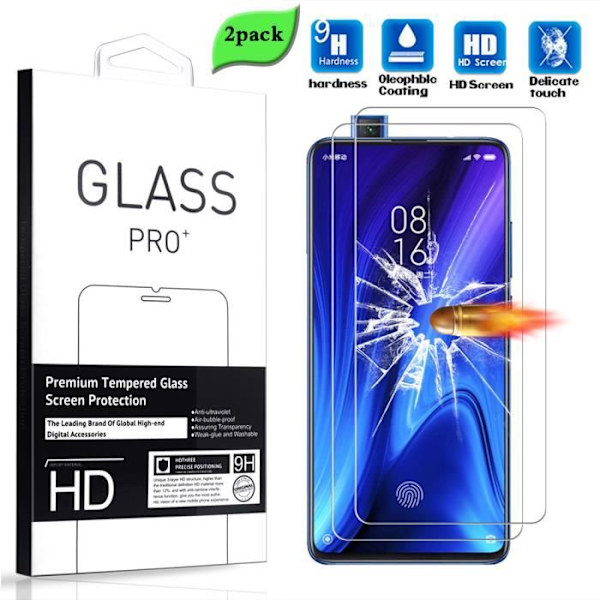 Skärmskydd - Xiaomi - Redmi K20 - Härdat glas - 2-pack - Repellerande