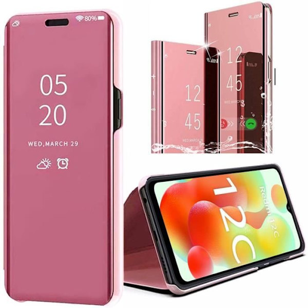 Fodral till Xiaomi Redmi 12C - Redmi 11A Rosa helkroppsspegeleffekt Elegant anti-skrapa Rosa